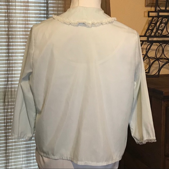 Vintage Bed Jacket Light Powder Blue with Lace - Picture 4 of 11